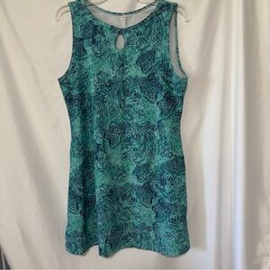 Nuu Muu RUU MUU Keyhole Pocket Dress Green Floral Geometric Print Sz X-Large USA